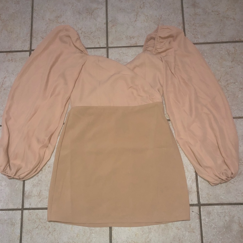 Pink & Nude Puff Sleeve Mini Dress